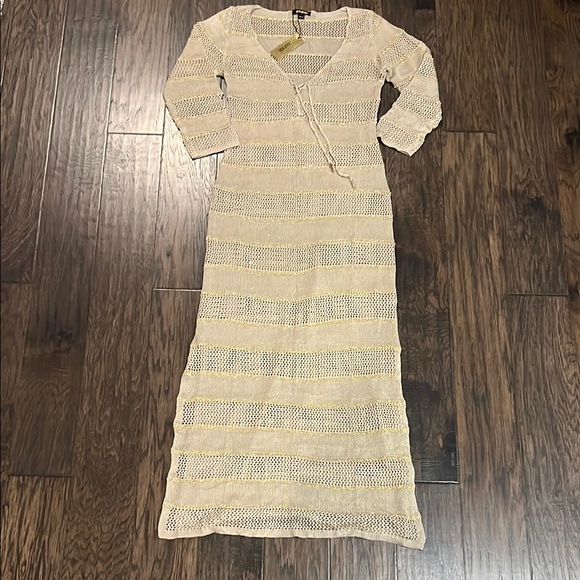 Chic Cream Knit Swim Coverup - Picture 1 of 5